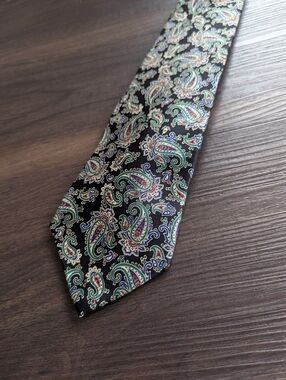 Crooks & Creed London Handmade 100% Silk Paisley Tie Jewel Tones